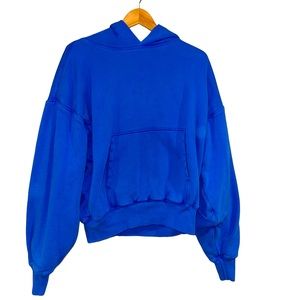 Kanye West Yeezy Gap Blue Cropped Hoodie Sweatshirt